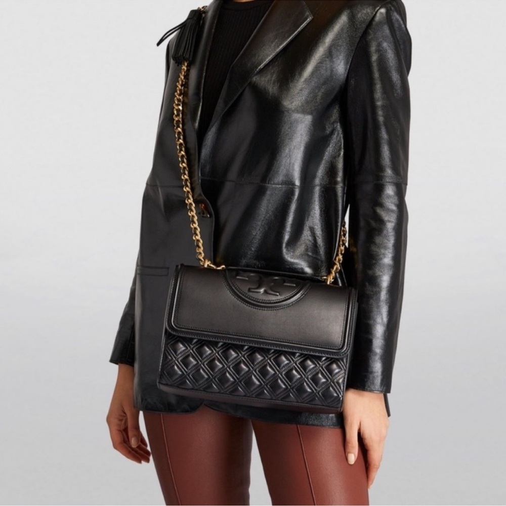 Tory Burch Black Large Fleming Convertible Shoulder Bag. Like new with dust bag